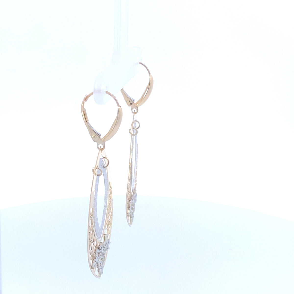 14K Gold Oval Hanging Earrings - additional product view 5