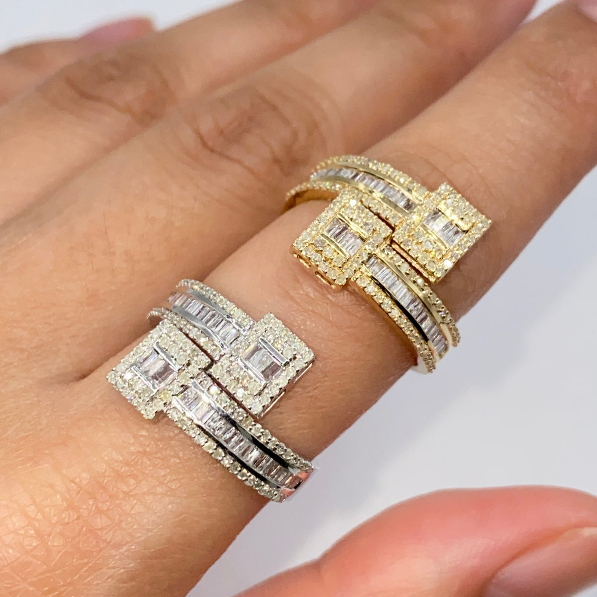 14K Gold Square Bangle Wrap Diamond Ring - additional product view 3