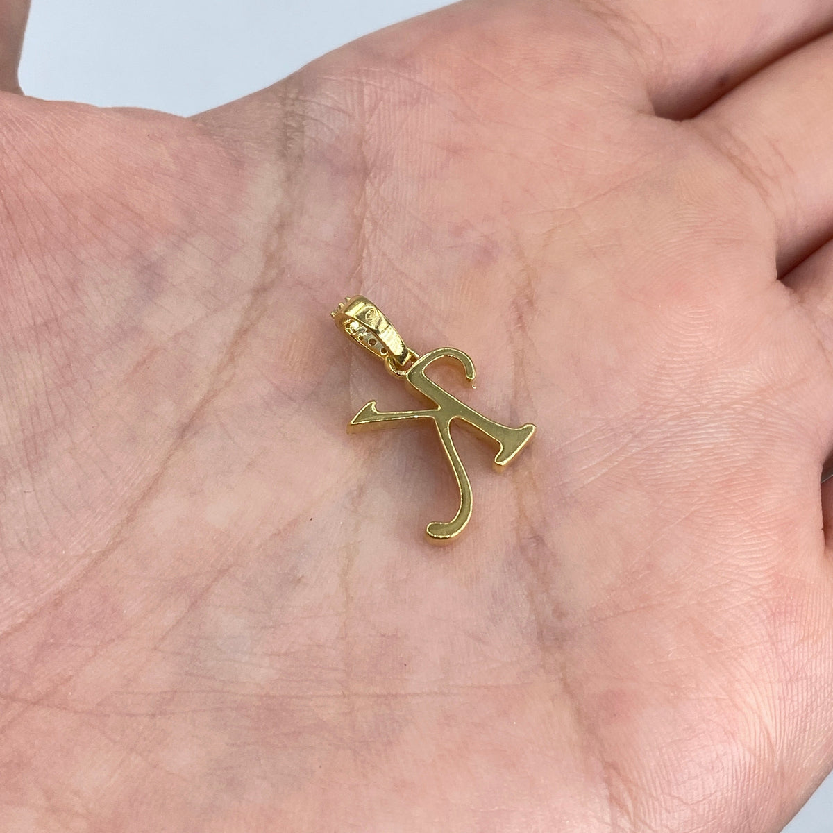 10K Gold Cursive K Initial Diamond Pendant - additional product view 4