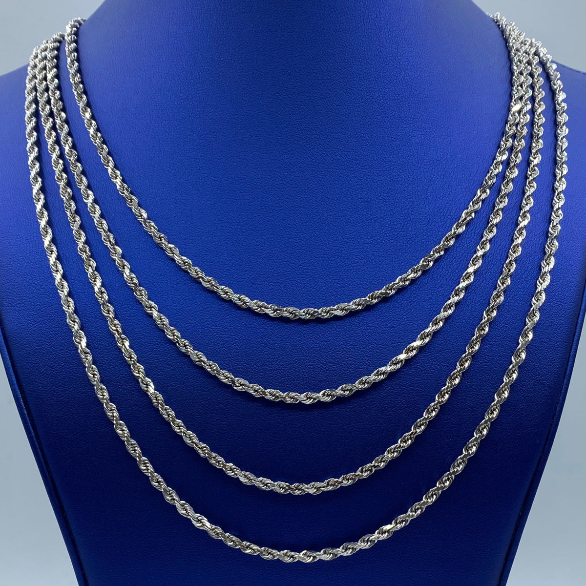 10K 3.8mm Rope Chain in White Gold 18–24 in - additional product view 2