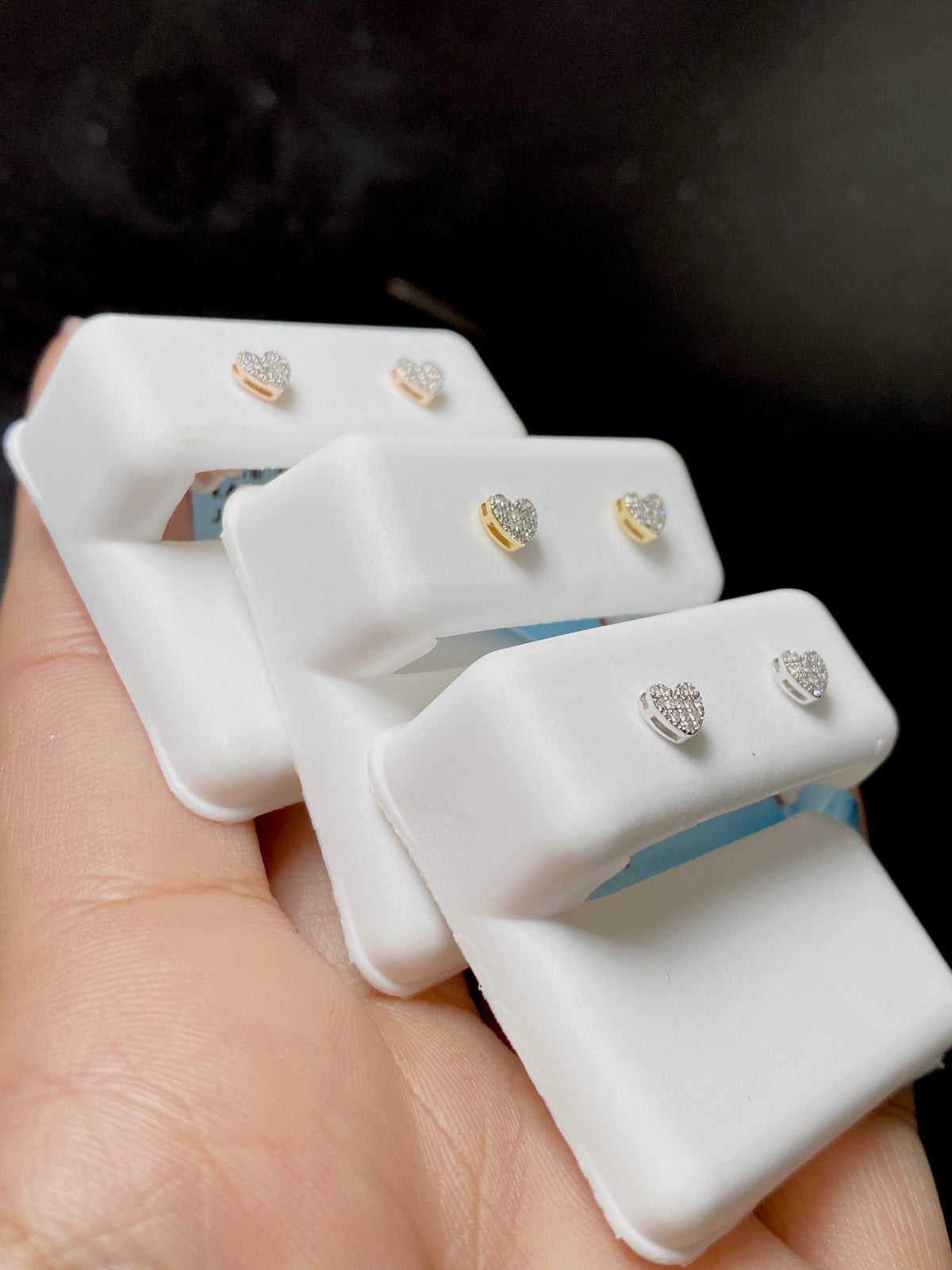 10K Gold Festive Heart Diamond Earrings - additional product view 3