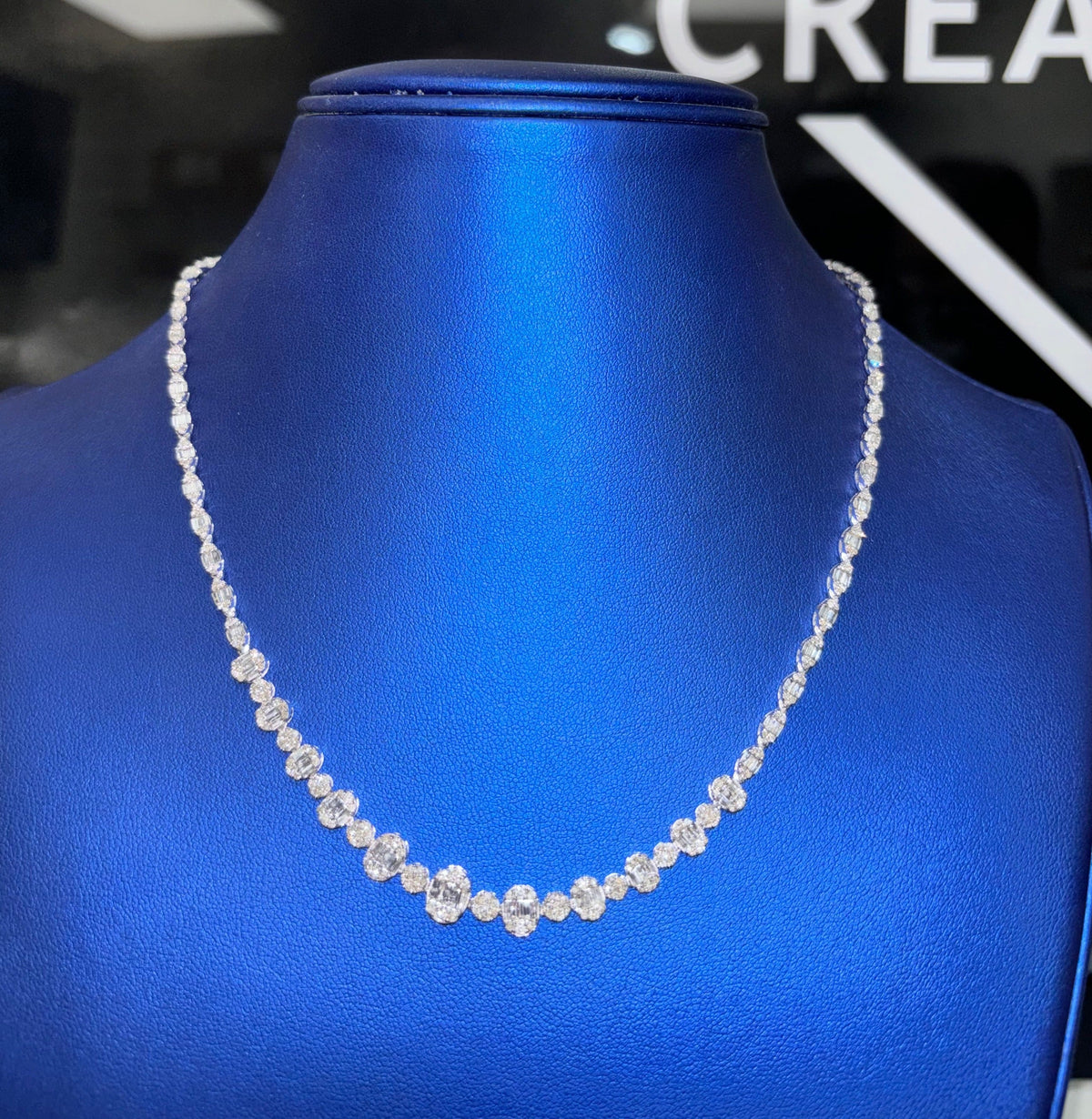 14K Gold Bridal Oval Baguette Tennis Diamond Chain - additional product view 2
