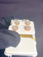 10K Gold Circle Castle Diamond Earrings - additional product view 4