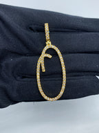 14K Gold Initial O Large Script Diamond Pendant - additional product view 3