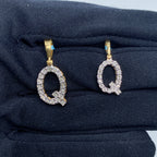 14K Gold Single Stone Initial Q Diamond Pendant - main product photo