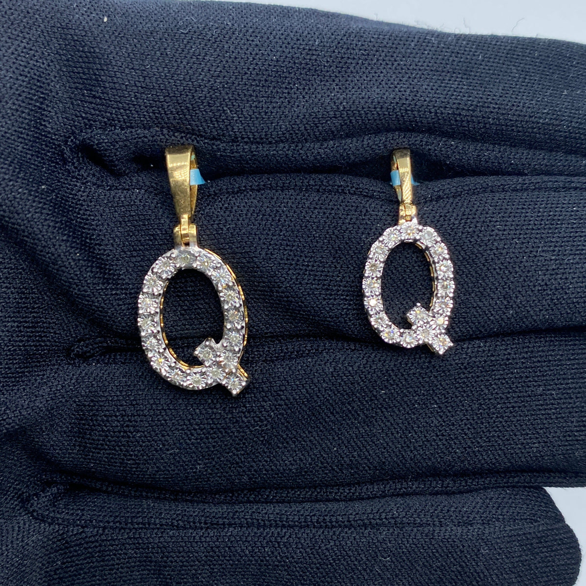 14K Gold Single Stone Initial Q Diamond Pendant - main product photo