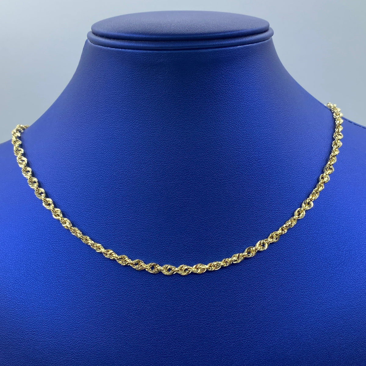 Rope Chain Necklace Real 14K Yellow Gold 16–24 in, 4mm - close-up product photo