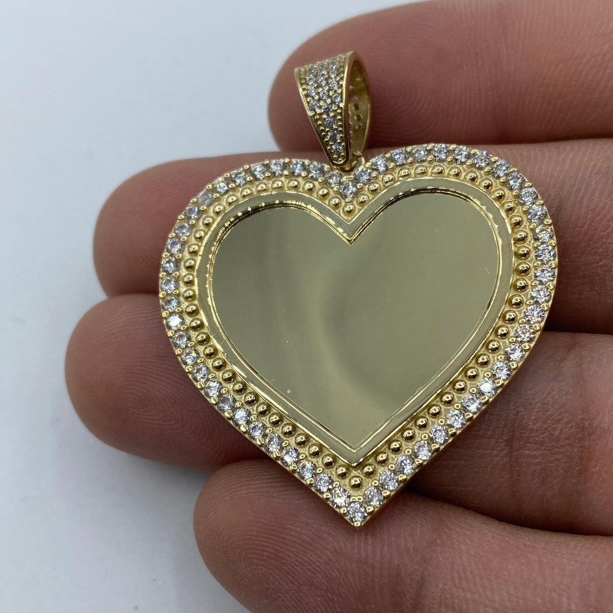 10K Gold Heart Picture Photo CZ Pendant - additional product view 3