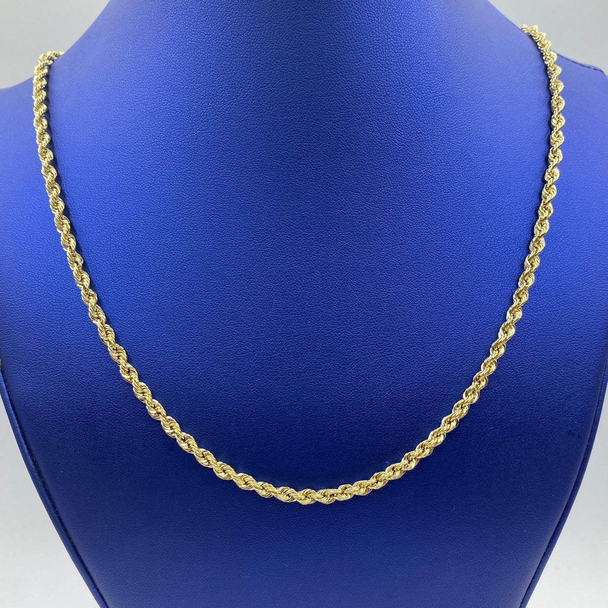 Rope Chain Necklace Real 14K Yellow Gold 16–24 in, 4mm - close-up product photo
