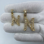 14K Gold Initial N Diamond Baguette Pendant - additional product view 2
