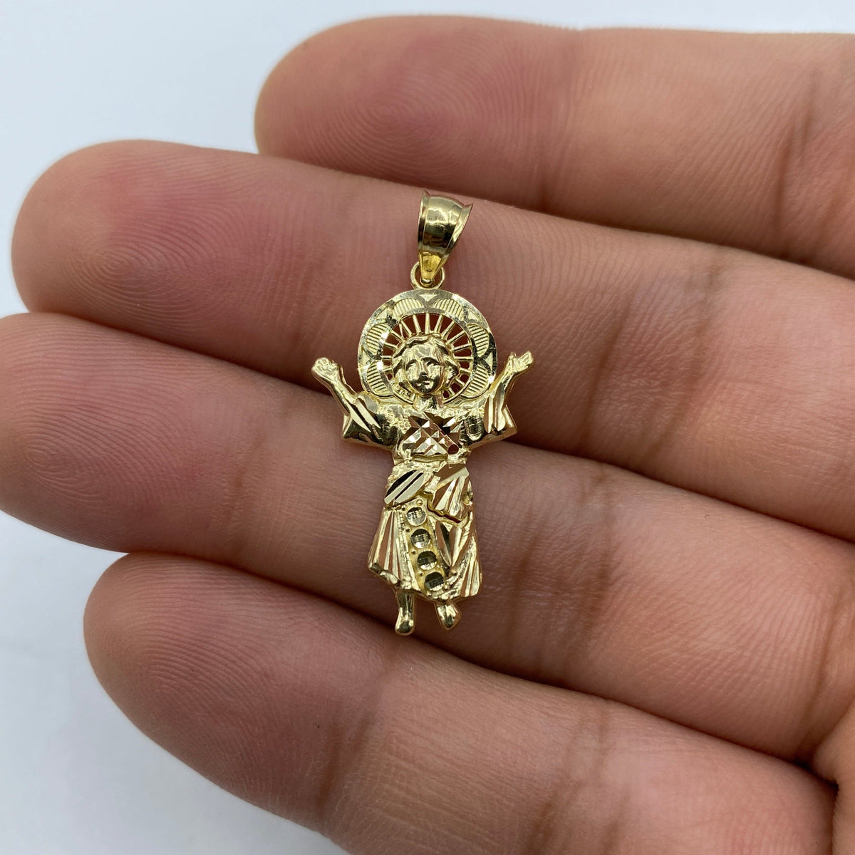 14K Gold Baby Jesus Pendant 1.2 in - additional product view 2
