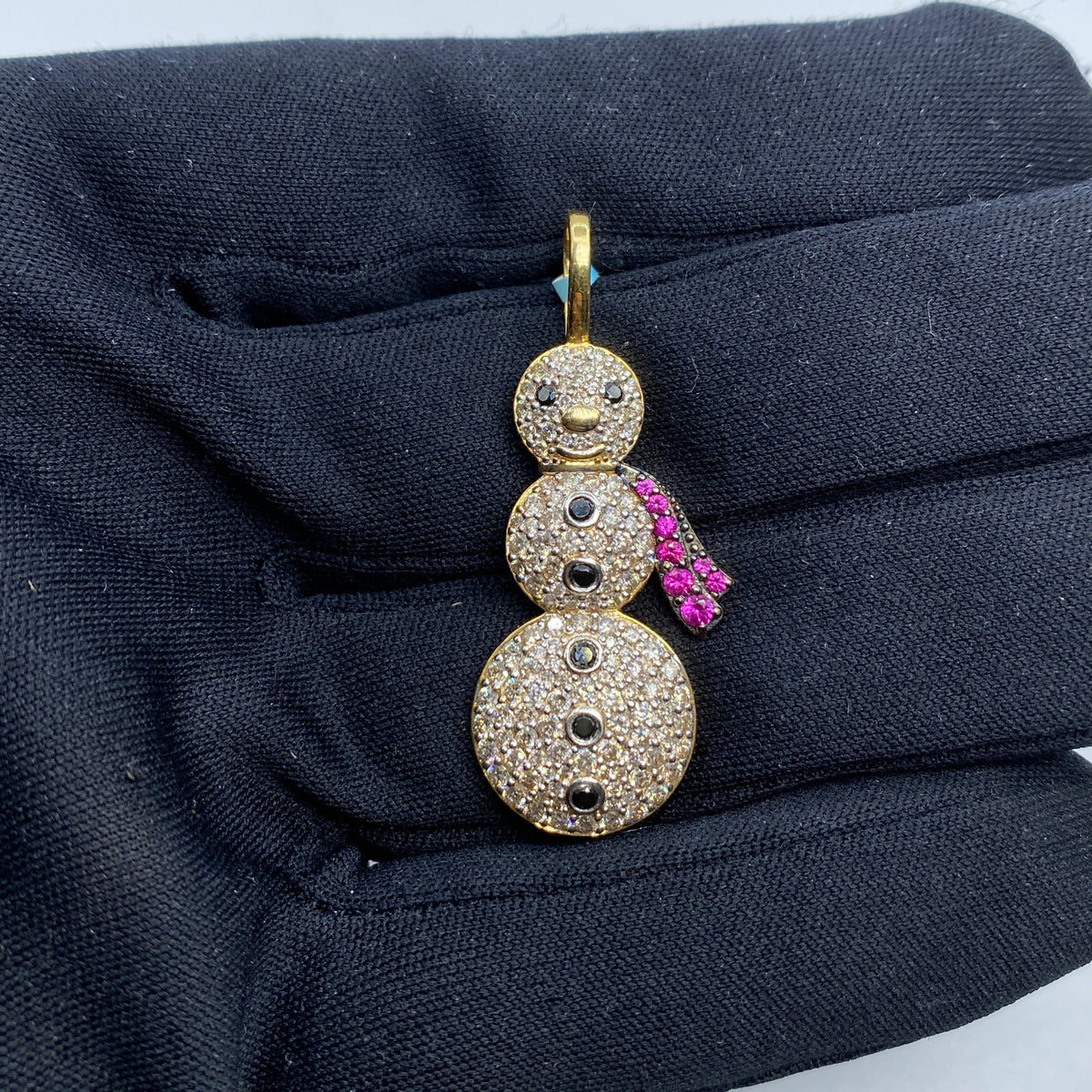 14K Gold Snowman Diamond Pendant - additional product view 2