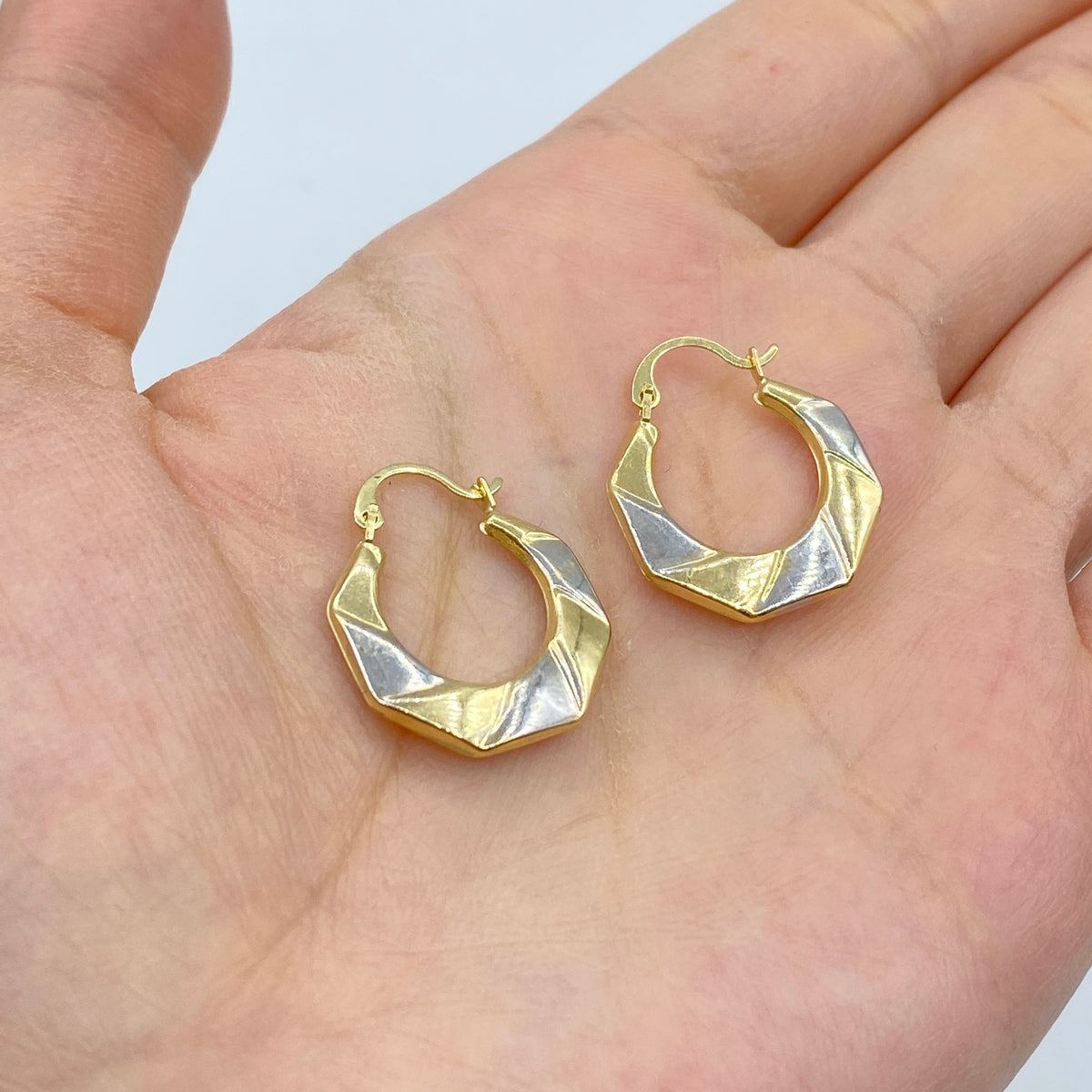 14K Gold Two-Tone Dolly Circle Hoop Earrings - additional product view 2