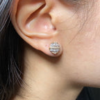 14K Gold Circle Stacked Diamond Baguette Earrings - additional product view 5