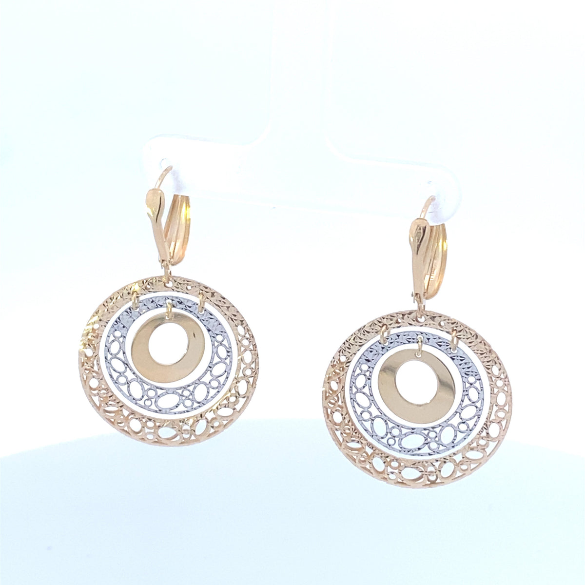 14K Gold Circle Hanging Earrings - additional product view 3