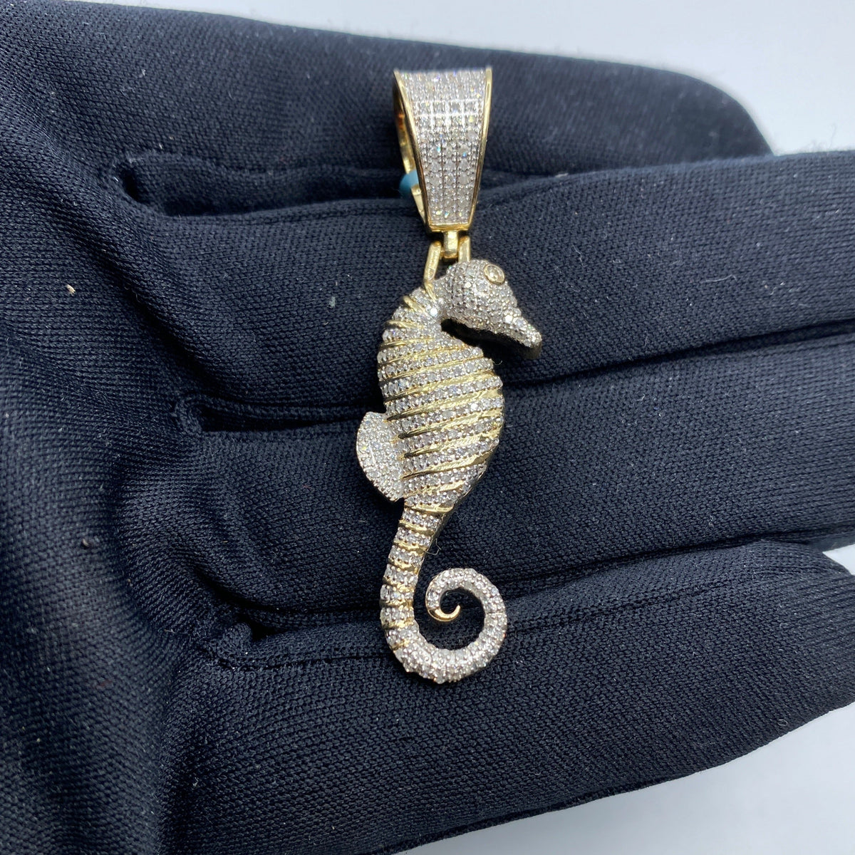14K Gold Seahorse Diamond Pendant - additional product view 2