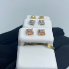 10K Classic Square Gold and Diamond Earrings - additional product view 4