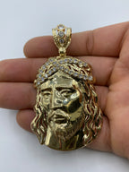 14K Gold Jesus Head Pendant 2.75 in - additional product view 2