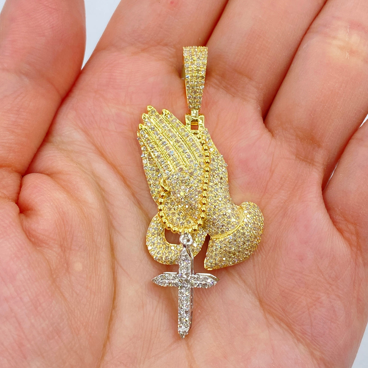 10K Gold Rosary Prayer Diamond Pendant - additional product view 2