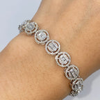 10K Gold Halo Diamond Baguette Tennis Bracelet 8 in - additional product view 2