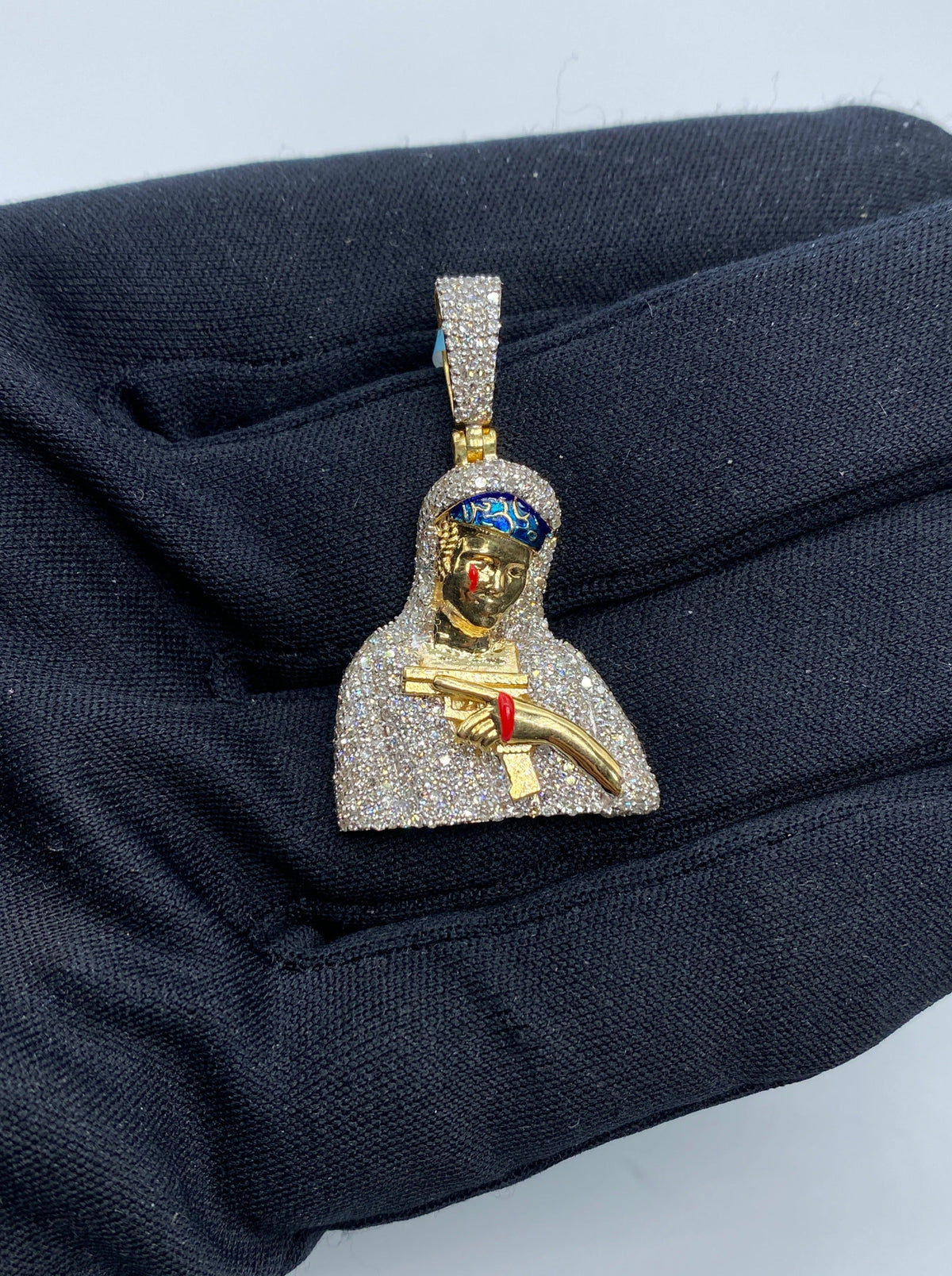 14K Gold Gangster Gun Diamond Pendant - additional product view 2