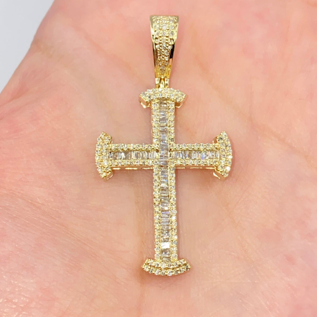 10K Gold Atlanta Cross Diamond Pendant in yellow gold - close-up product photo