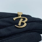 14K Gold Initial B Script Heart Diamond Pendant - additional product view 6