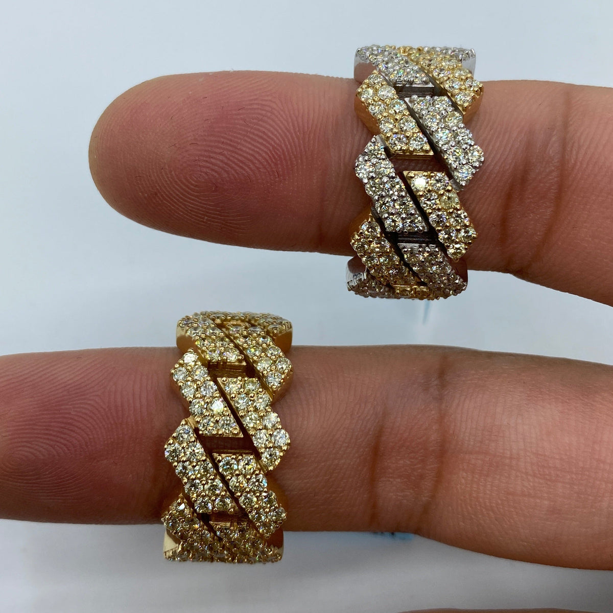 14K Gold Bold Cuban Link Diamond Ring - additional product view 2