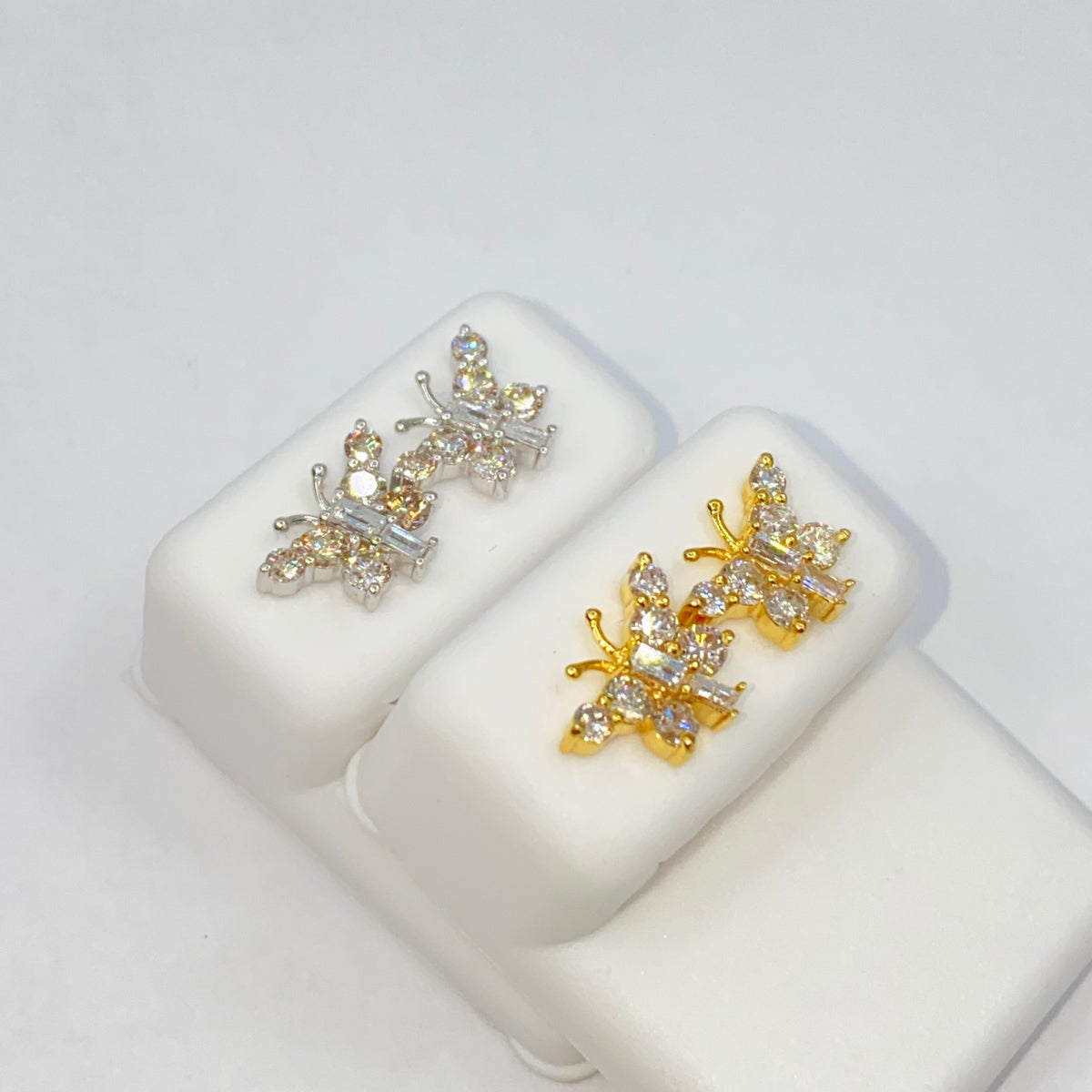 14K Gold Butterfly Diamond Baguette Earrings - additional product view 4