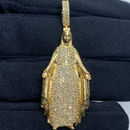 10K Gold Virgin Mary Diamond Pendant - additional product view 2