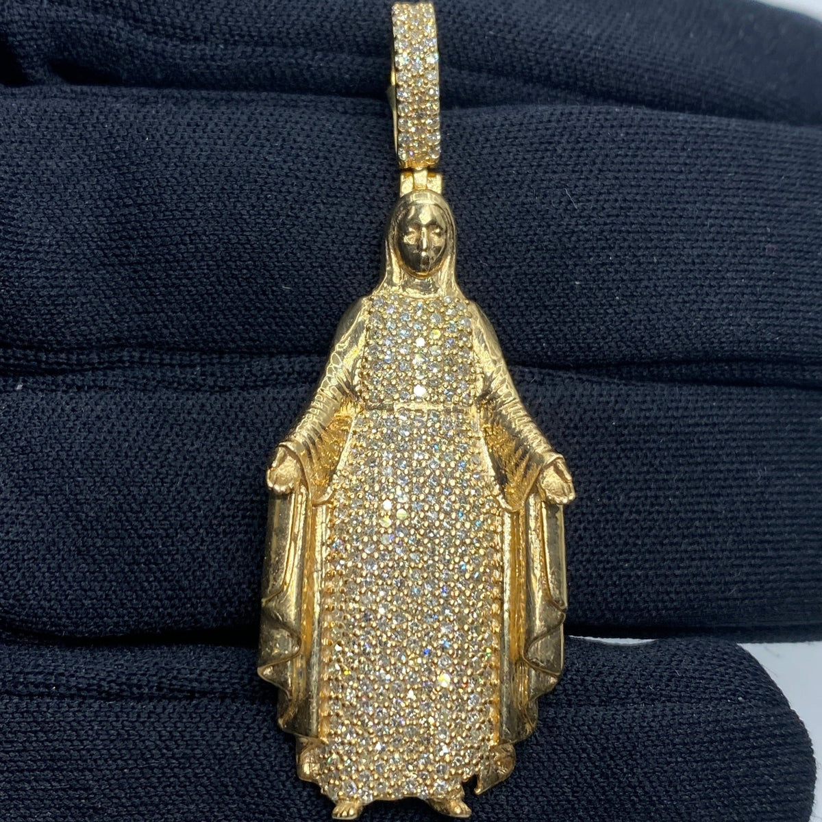 10K Gold Virgin Mary Diamond Pendant - additional product view 2