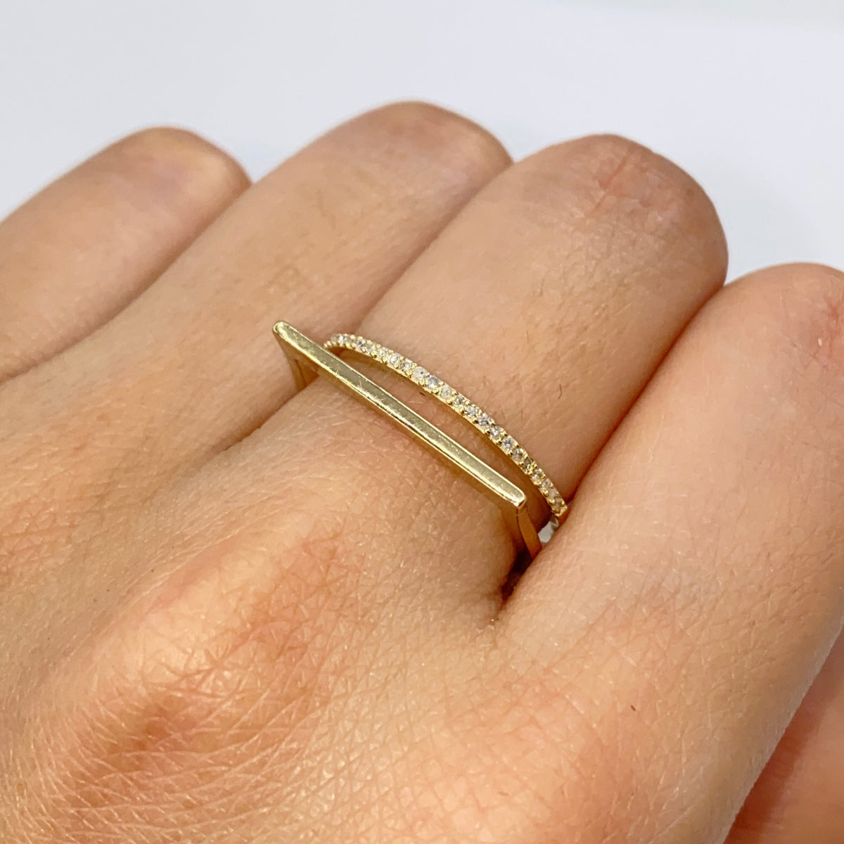 14K Gold Stack Diamond Ring Adjustable - additional product view 3