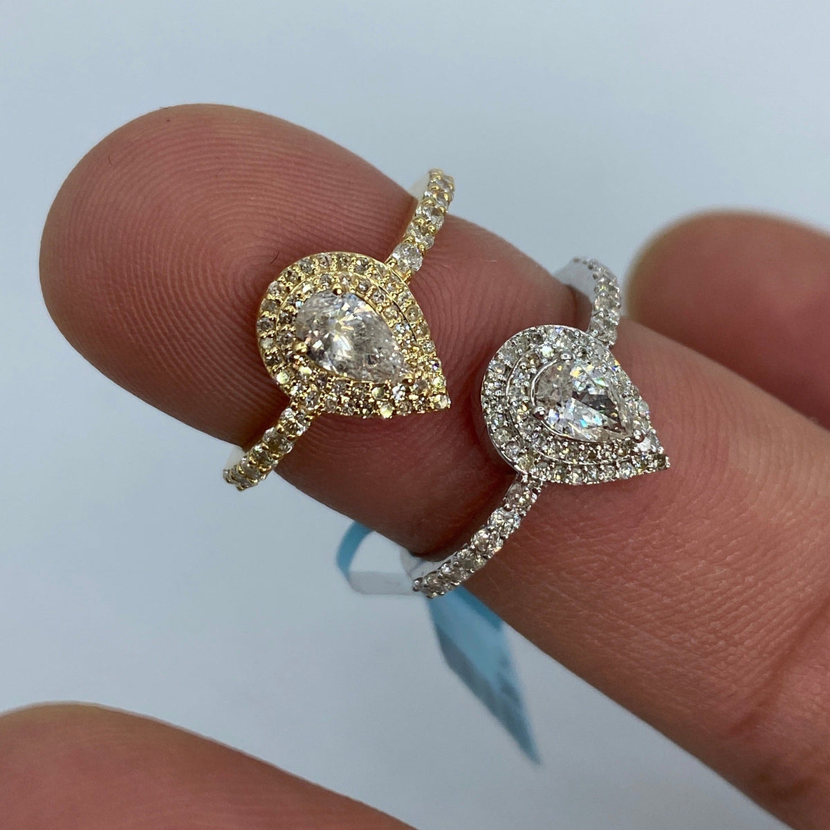 14K Gold Pear Shape Large Center Stone Diamond Engagement Ring - additional product view 5