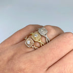 14K Gold Square Large Center Stone Spiral Diamond Engagement Ring - additional product view 2