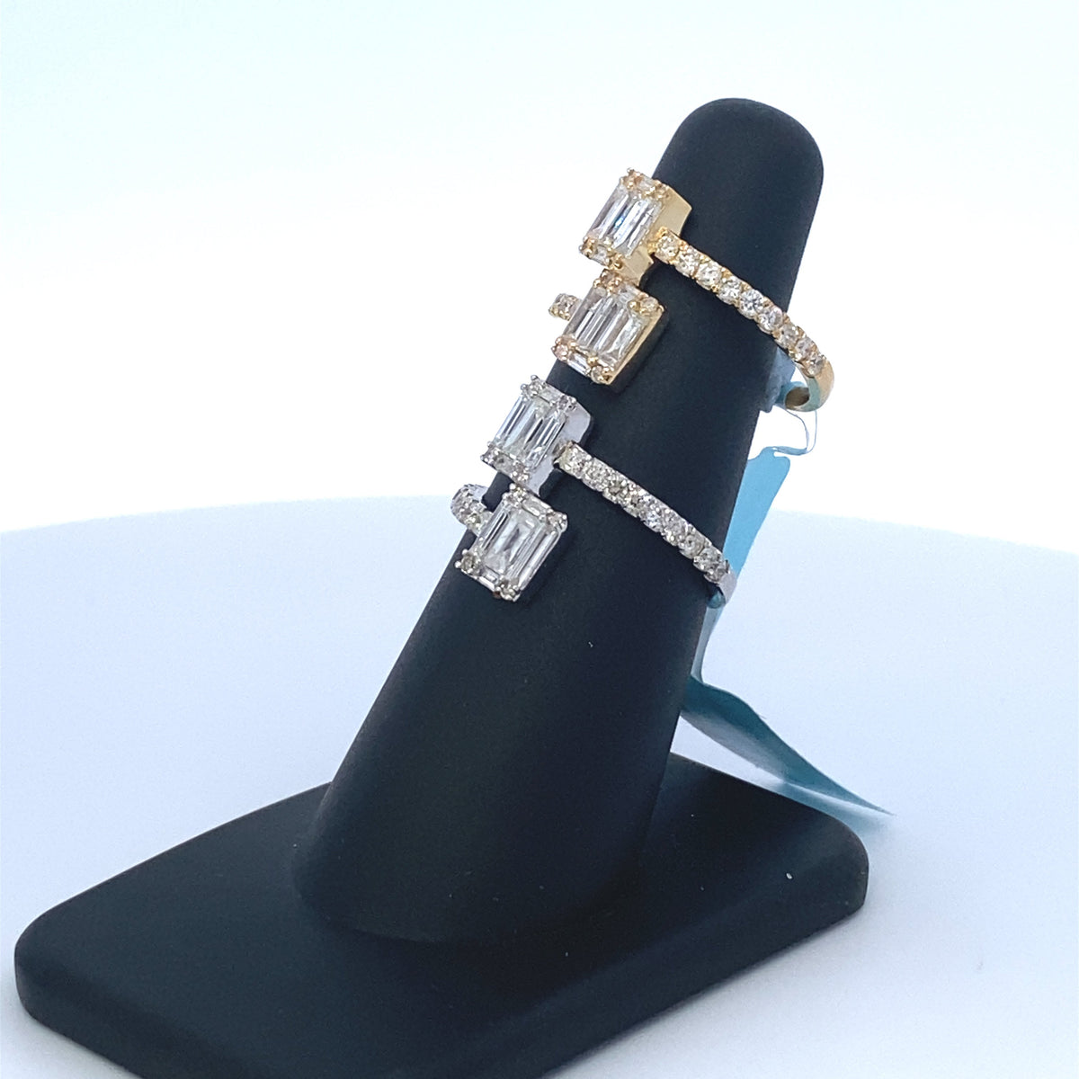 14K Gold Diamond Baguette Double Claw Ring - additional product view 4