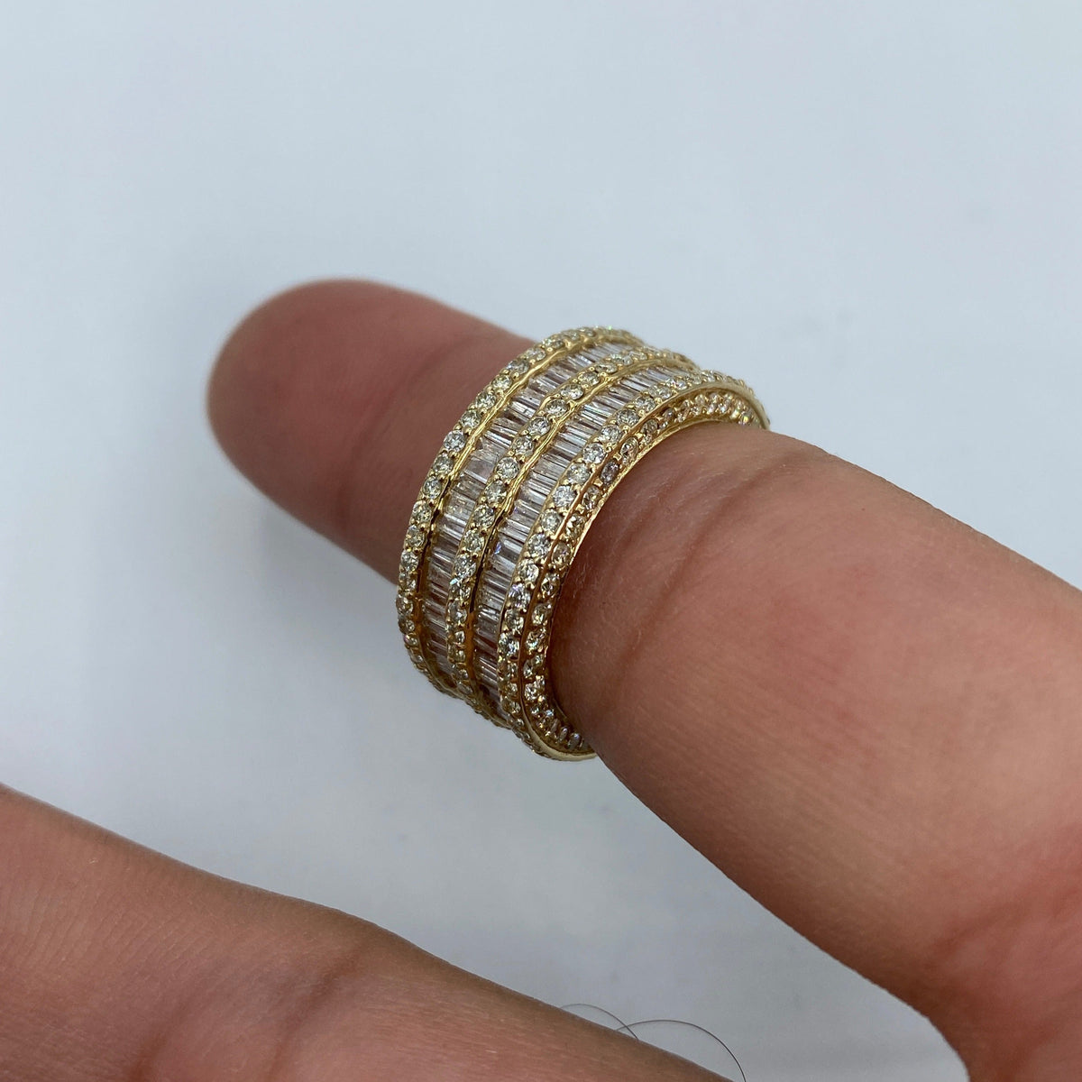14K Gold Double Stroke Diamond Baguette Ring - additional product view 8