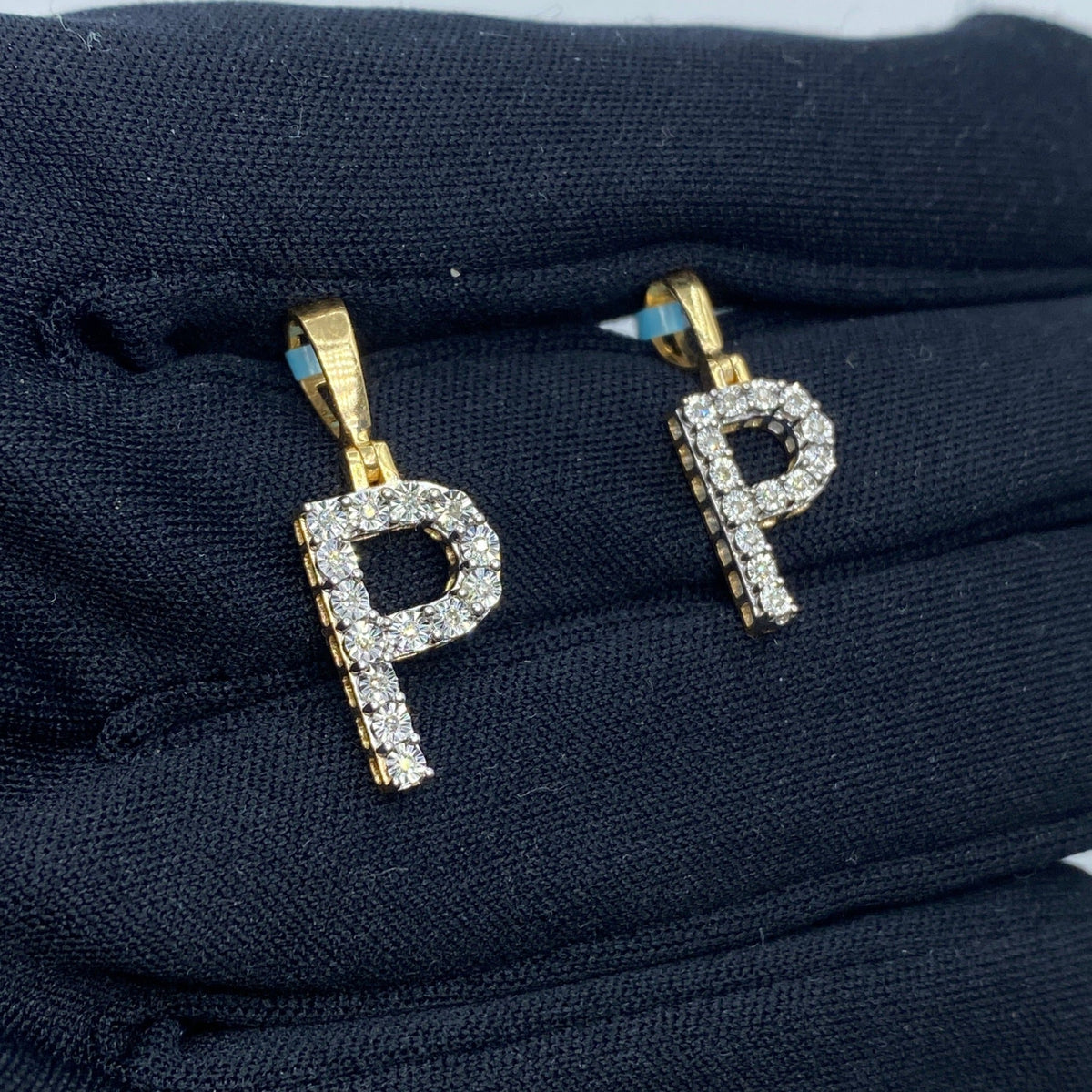 14K Gold Single Stone Initial P Diamond Pendant - additional product view 4