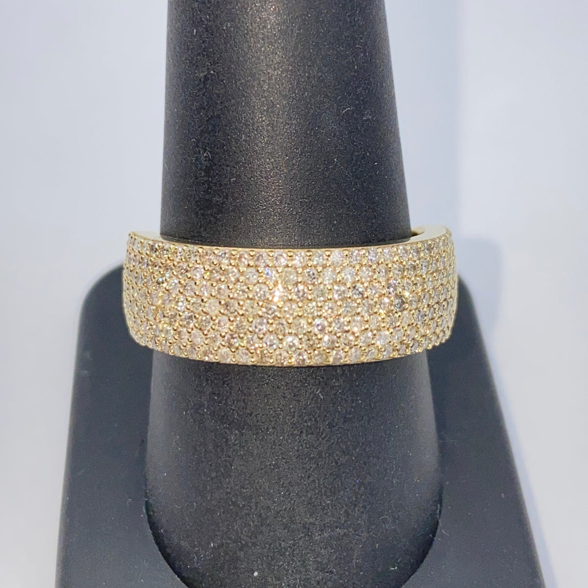 10K Gold 8mm Iced Pave Ring Diamond Band - additional product view 8