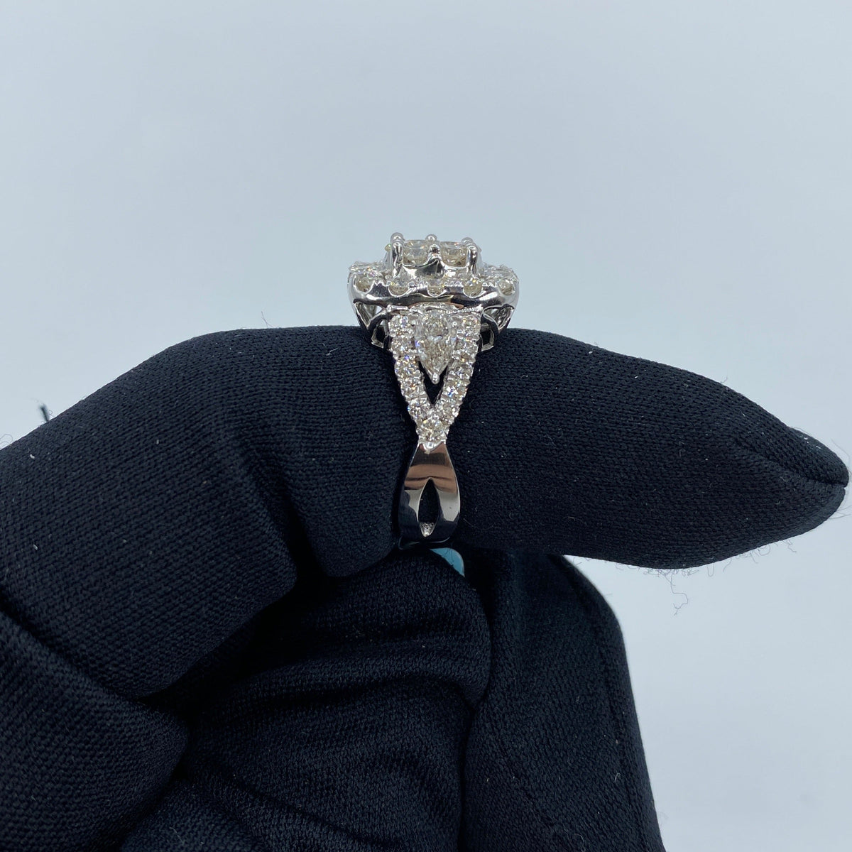 14K Gold Jumbo Rectangle Halo Diamond Engagement Ring - additional product view 3