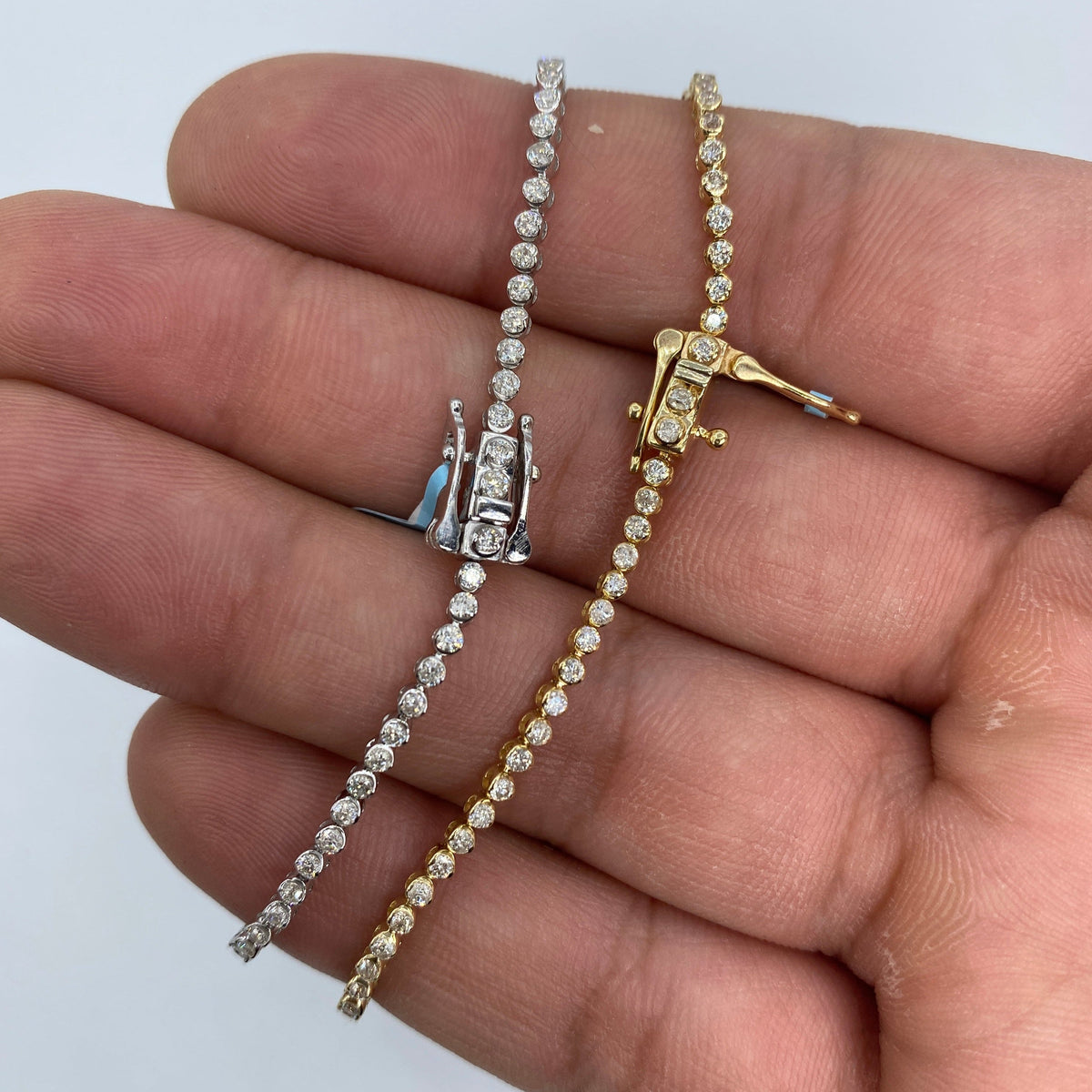 14K Gold 1.6mm Tennis Bezel Diamond Bracelet 7 in - additional product view 4
