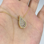 14K Gold 3 Tier Drip Drop Tear CZ Pendant Necklace - additional product view 4