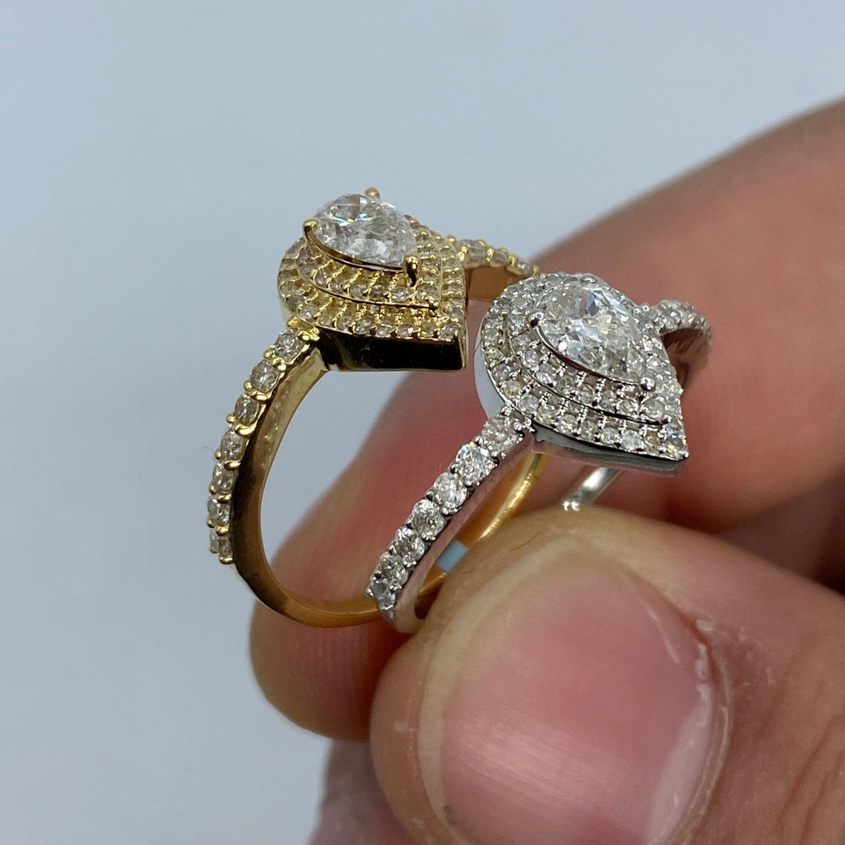 14K Gold Pear Shape Large Center Stone Diamond Engagement Ring - additional product view 7