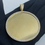 10K Gold Circle Picture Photo CZ Pendant - additional product view 2
