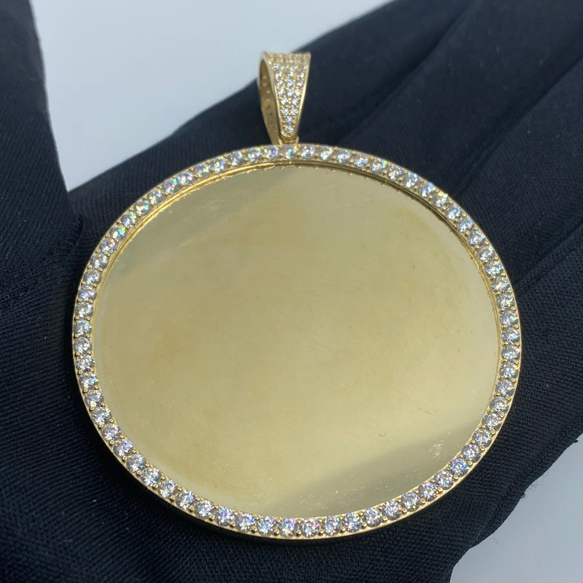 10K Gold Circle Picture Photo CZ Pendant - additional product view 2