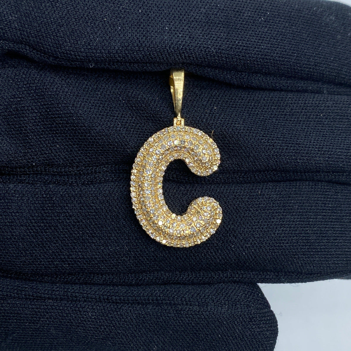 Initial C Bubble Diamond Pendant - additional product view 2