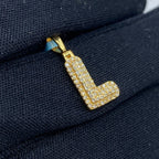 14K Gold Initial L Bubble Diamond Pendant - additional product view 3