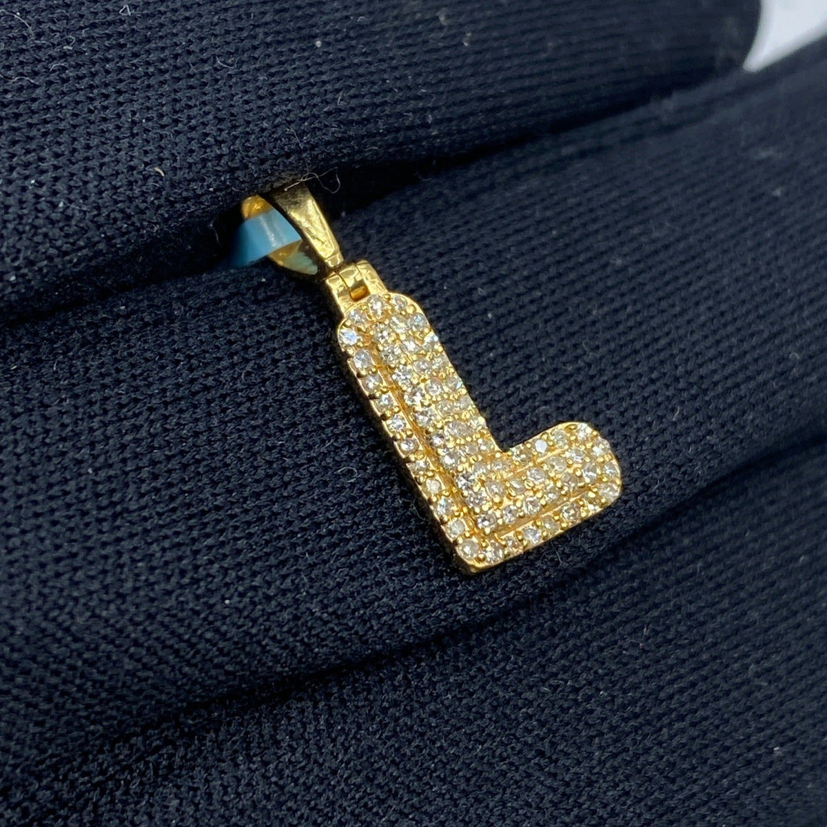 14K Gold Initial L Bubble Diamond Pendant - additional product view 3