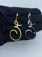 14K Gold Initial E Large Script Diamond Pendant - additional product view 6