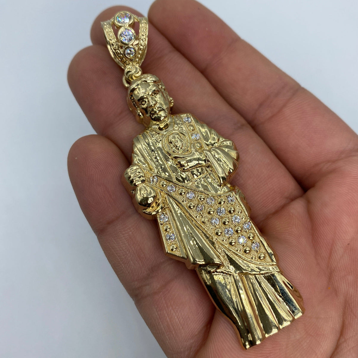 14K Gold Saint Jude CZ Pendant - additional product view 6