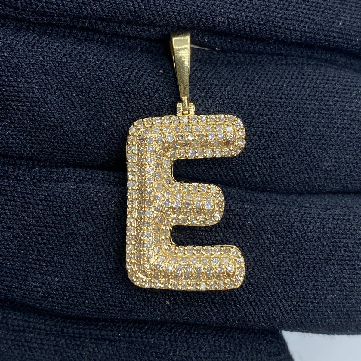 Initial E Bubble Diamond Pendant - additional product view 2